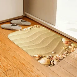 Beach Starfish Beach Collection Pattern Flannel Fabric Print Home Entrance Mattress Bathroom Mattress Mattress