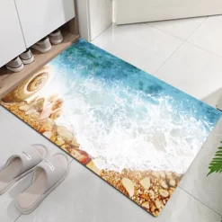 Beach Starfish Beach Collection Pattern Flannel Fabric Print Home Entrance Mattress Bathroom Mattress Mattress