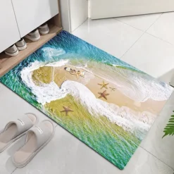 Beach Starfish Beach Collection Pattern Flannel Fabric Print Home Entrance Mattress Bathroom Mattress Mattress