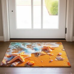 Beach Starfishes Doormat Kitchen Mat Floor Mat Non-Slip Area Rug Oil Proof Rug Indoor Outdoor Mat Bedroom Decor Bathroom Mat Entrance Rug