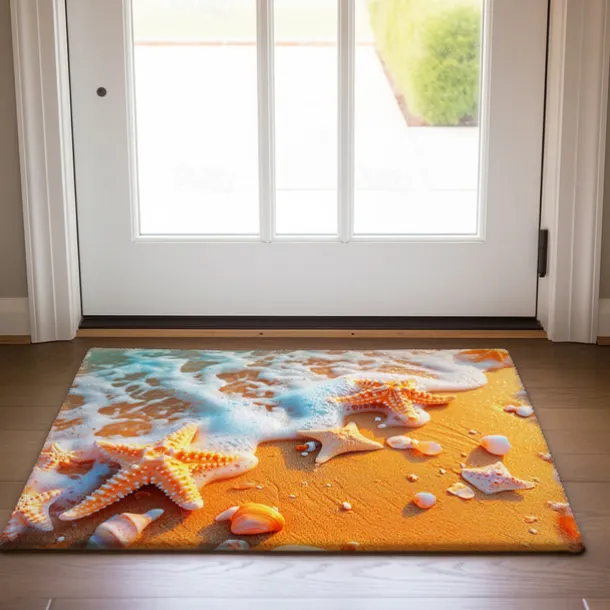 Beach Starfishes Doormat Kitchen Mat Floor Mat Non-Slip Area Rug Oil Proof Rug Indoor Outdoor Mat Bedroom Decor Bathroom Mat Entrance Rug