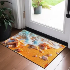 Beach Starfishes Doormat Kitchen Mat Floor Mat Non-Slip Area Rug Oil Proof Rug Indoor Outdoor Mat Bedroom Decor Bathroom Mat Entrance Rug