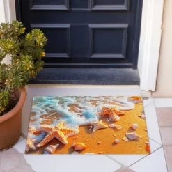 Beach Starfishes Doormat Kitchen Mat Floor Mat Non-Slip Area Rug Oil Proof Rug Indoor Outdoor Mat Bedroom Decor Bathroom Mat Entrance Rug