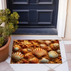 Beach Starfishes Doormat Kitchen Mat Floor Mat Non-Slip Area Rug Oil Proof Rug Indoor Outdoor Mat Bedroom Decor Bathroom Mat Entrance Rug