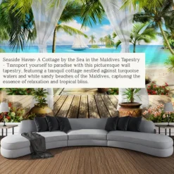 Beach Theme Hanging Tapestry Wall Art Large Tapestry Mural Decor Photograph Backdrop Blanket Curtain Home Bedroom Living Room Decoration