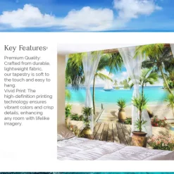 Beach Theme Hanging Tapestry Wall Art Large Tapestry Mural Decor Photograph Backdrop Blanket Curtain Home Bedroom Living Room Decoration