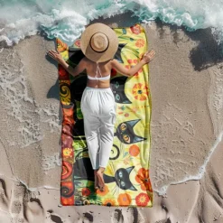 Beach Towel Black Cat 100% Micro Fiber Oversized Beach Towel, 35