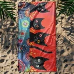 Beach Towel Black Cat 100% Micro Fiber Oversized Beach Towel, 35
