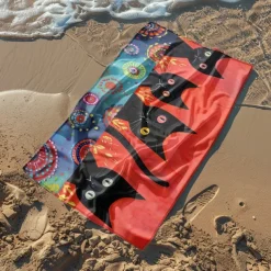 Beach Towel Black Cat 100% Micro Fiber Oversized Beach Towel, 35