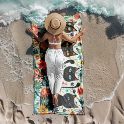 Beach Towel Black Cat 100% Micro Fiber Oversized Beach Towel, 35