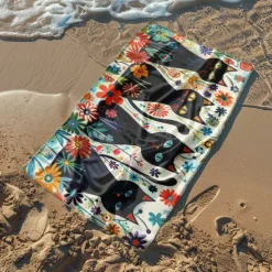 Beach Towel Black Cat 100% Micro Fiber Oversized Beach Towel, 35