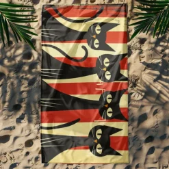 Beach Towel Black Cat 100% Micro Fiber Oversized Beach Towel, 35