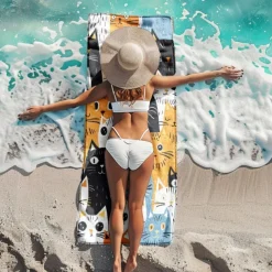 Beach Towel Black Cat 100% Micro Fiber Oversized Beach Towel, 35