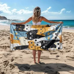 Beach Towel Black Cat 100% Micro Fiber Oversized Beach Towel, 35