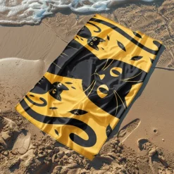 Beach Towel Black Cat 100% Micro Fiber Oversized Beach Towel, 35