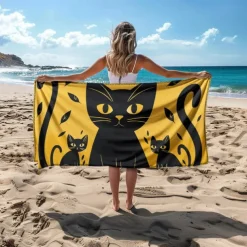 Beach Towel Black Cat 100% Micro Fiber Oversized Beach Towel, 35