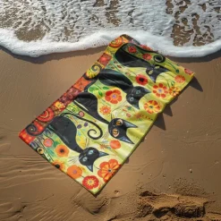 Beach Towel Black Cat 100% Micro Fiber Oversized Beach Towel, 35