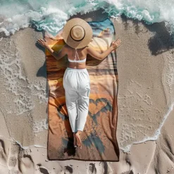 Beach Towel Comfy Blankets Love Sea Series Bath Towel Large 3D Print Pattern Towel Bath Towel Beach Sheet Blanket Classic 100% Micro Fiber