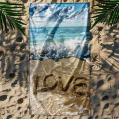 Beach Towel Comfy Blankets Love Sea Series Bath Towel Large 3D Print Pattern Towel Bath Towel Beach Sheet Blanket Classic 100% Micro Fiber