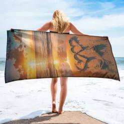 Beach Towel Comfy Blankets Love Sea Series Bath Towel Large 3D Print Pattern Towel Bath Towel Beach Sheet Blanket Classic 100% Micro Fiber