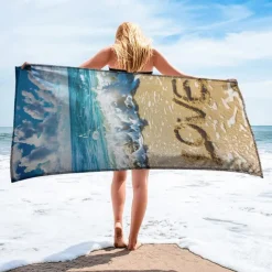 Beach Towel Comfy Blankets Love Sea Series Bath Towel Large 3D Print Pattern Towel Bath Towel Beach Sheet Blanket Classic 100% Micro Fiber