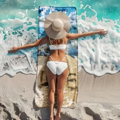 Beach Towel Comfy Blankets Love Sea Series Bath Towel Large 3D Print Pattern Towel Bath Towel Beach Sheet Blanket Classic 100% Micro Fiber