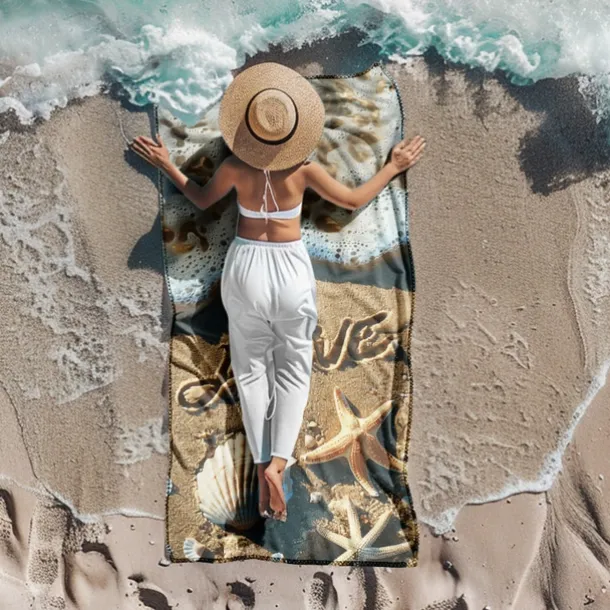 Beach Towel Comfy Blankets Love Sea Series Bath Towel Large 3D Print Pattern Towel Bath Towel Beach Sheet Blanket Classic 100% Micro Fiber