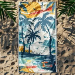 Beach Towel Palm Tree Sunset Large 3D Print Pattern Towel Bath Towel Beach Sheet Blanket Classic 100% Micro Fiber Comfy Blankets