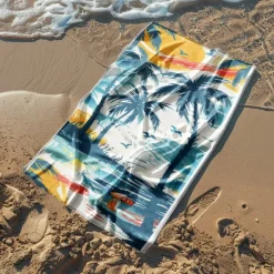 Beach Towel Palm Tree Sunset Large 3D Print Pattern Towel Bath Towel Beach Sheet Blanket Classic 100% Micro Fiber Comfy Blankets