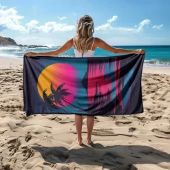 Beach Towel Palm Tree Sunset Large 3D Print Pattern Towel Bath Towel Beach Sheet Blanket Classic 100% Micro Fiber Comfy Blankets