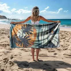 Beach Towel Palm Tree Sunset Large 3D Print Pattern Towel Bath Towel Beach Sheet Blanket Classic 100% Micro Fiber Comfy Blankets