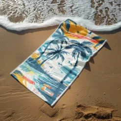 Beach Towel Palm Tree Sunset Large 3D Print Pattern Towel Bath Towel Beach Sheet Blanket Classic 100% Micro Fiber Comfy Blankets