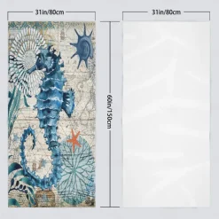 Beach Towel Quick-Drying Vintage Seahorse Sea Turtle Soft Microfiber Sand Pool Bath Outdoor Travel Towel Camping Swimming Yoga Sports Girls Women Men Adults