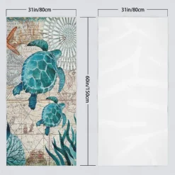 Beach Towel Quick-Drying Vintage Seahorse Sea Turtle Soft Microfiber Sand Pool Bath Outdoor Travel Towel Camping Swimming Yoga Sports Girls Women Men Adults