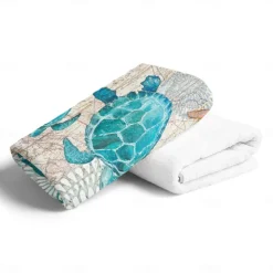 Beach Towel Quick-Drying Vintage Seahorse Sea Turtle Soft Microfiber Sand Pool Bath Outdoor Travel Towel Camping Swimming Yoga Sports Girls Women Men Adults