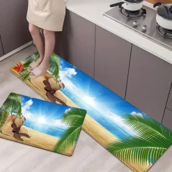 Beach View Area Rug Kitchen Rug Mat Non-Slip Oil Proof Floor Mat Livingroom Rug Indoor Outdoor Mat Bedroom Decor Bathroom Mat Entrance Rug Door Mat