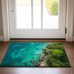 Beach View Doormat Kitchen Mat Floor Mat Non-Slip Area Rug Oil Proof Rug Indoor Outdoor Mat Bedroom Decor Bathroom Mat Entrance Rug