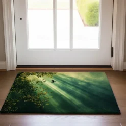 Beam Lights Forest Doormat Non-Slip Oil Proof Rug Indoor Outdoor Mat Bedroom Decor Bathroom Mat Entrance Rug Door Mat