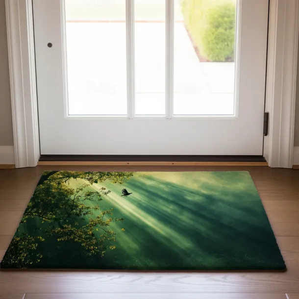 Beam Lights Forest Doormat Non-Slip Oil Proof Rug Indoor Outdoor Mat Bedroom Decor Bathroom Mat Entrance Rug Door Mat