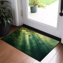 Beam Lights Forest Doormat Non-Slip Oil Proof Rug Indoor Outdoor Mat Bedroom Decor Bathroom Mat Entrance Rug Door Mat