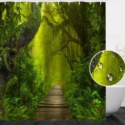 Beautiful Landscape Nature Landscape Print Waterproof Shower Curtain Modern Polyester Machined Waterproof Bathroom With Hooks