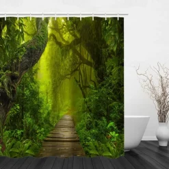 Beautiful Landscape Nature Landscape Print Waterproof Shower Curtain Modern Polyester Machined Waterproof Bathroom With Hooks