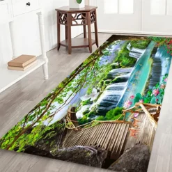 Beautiful Landscape Woods Flannel Fabric Printed Home Entrance Mattress Bathroom Mattress Mattress