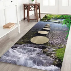 Beautiful Landscape Woods Flannel Fabric Printed Home Entrance Mattress Bathroom Mattress Mattress