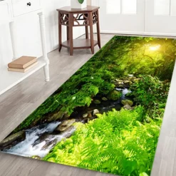 Beautiful Landscape Woods Flannel Fabric Printed Home Entrance Mattress Bathroom Mattress Mattress