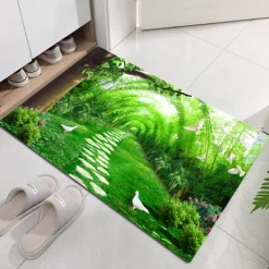 Beautiful Landscape Woods Flannel Fabric Printed Home Entrance Mattress Bathroom Mattress Mattress