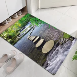 Beautiful Landscape Woods Flannel Fabric Printed Home Entrance Mattress Bathroom Mattress Mattress