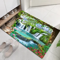 Beautiful Landscape Woods Flannel Fabric Printed Home Entrance Mattress Bathroom Mattress Mattress