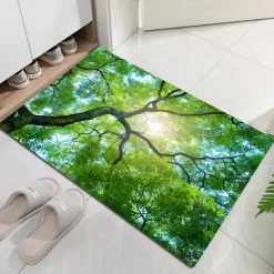 Beautiful Landscape Woods Flannel Fabric Printed Home Entrance Mattress Bathroom Mattress Mattress