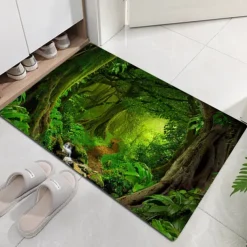 Beautiful Landscape Woods Flannel Fabric Printed Home Entrance Mattress Bathroom Mattress Mattress